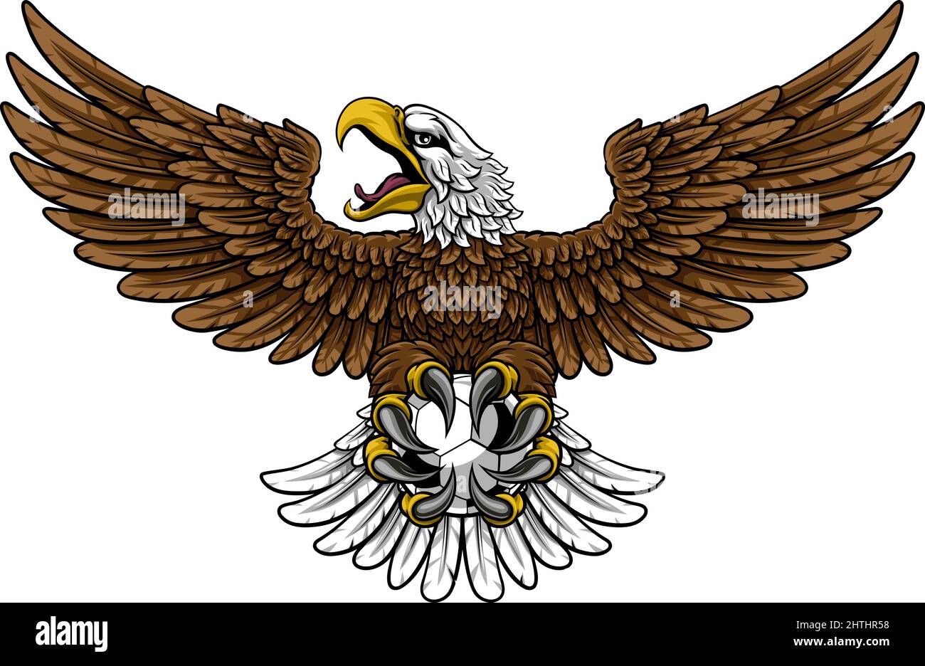 Bald Eagle Hawk Flying Soccer Football Ball Mascot Stock Vector Image