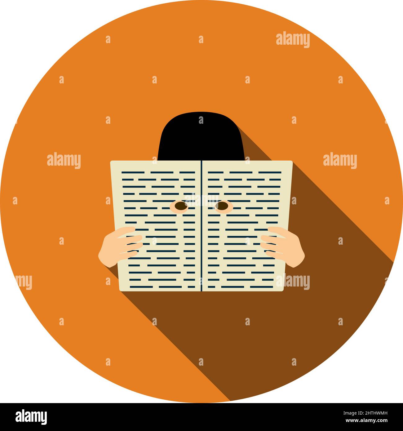 Newspaper Hole Icon. Flat Circle Stencil Design With Long Shadow. Vector Illustration. Stock Vector