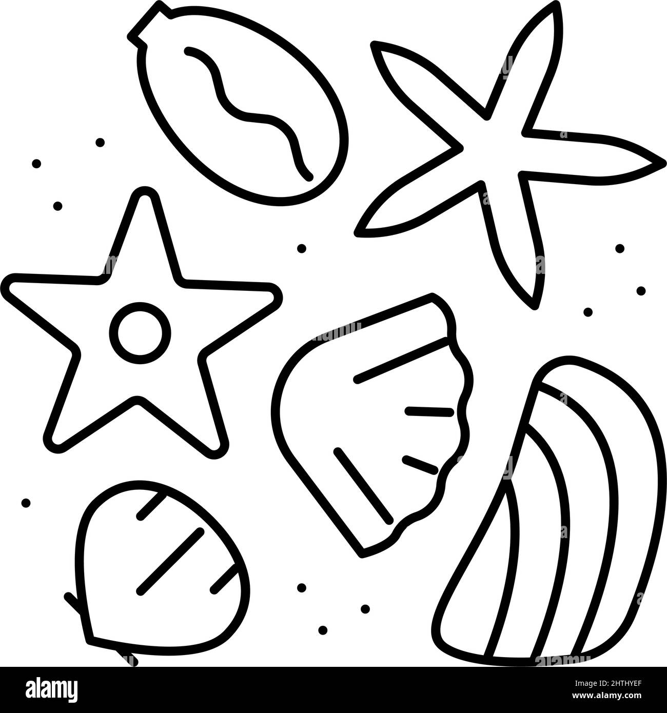 sea star and shell resin art line icon vector illustration Stock Vector ...