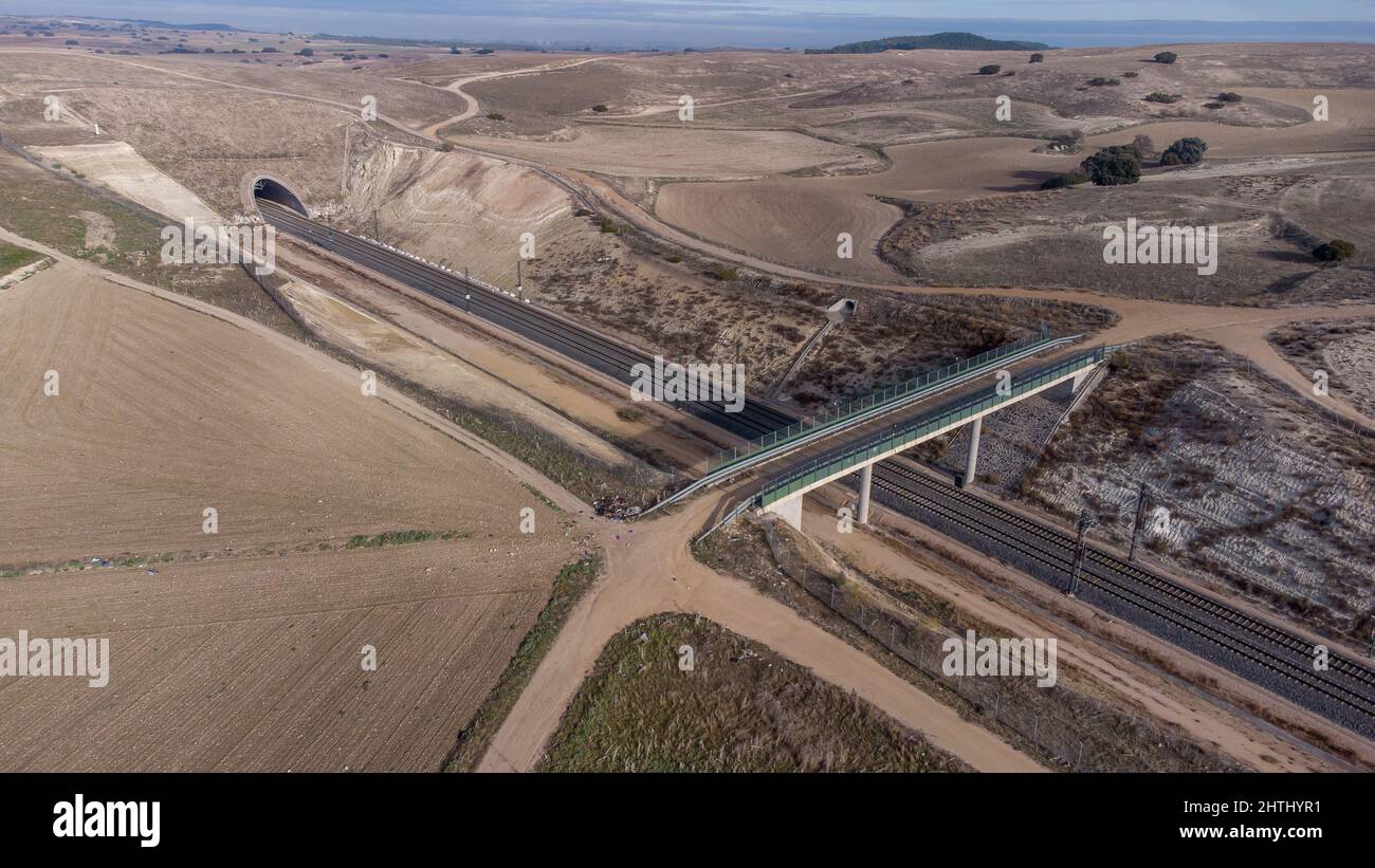 Aerial view of empty highway road Stock Photo - Alamy