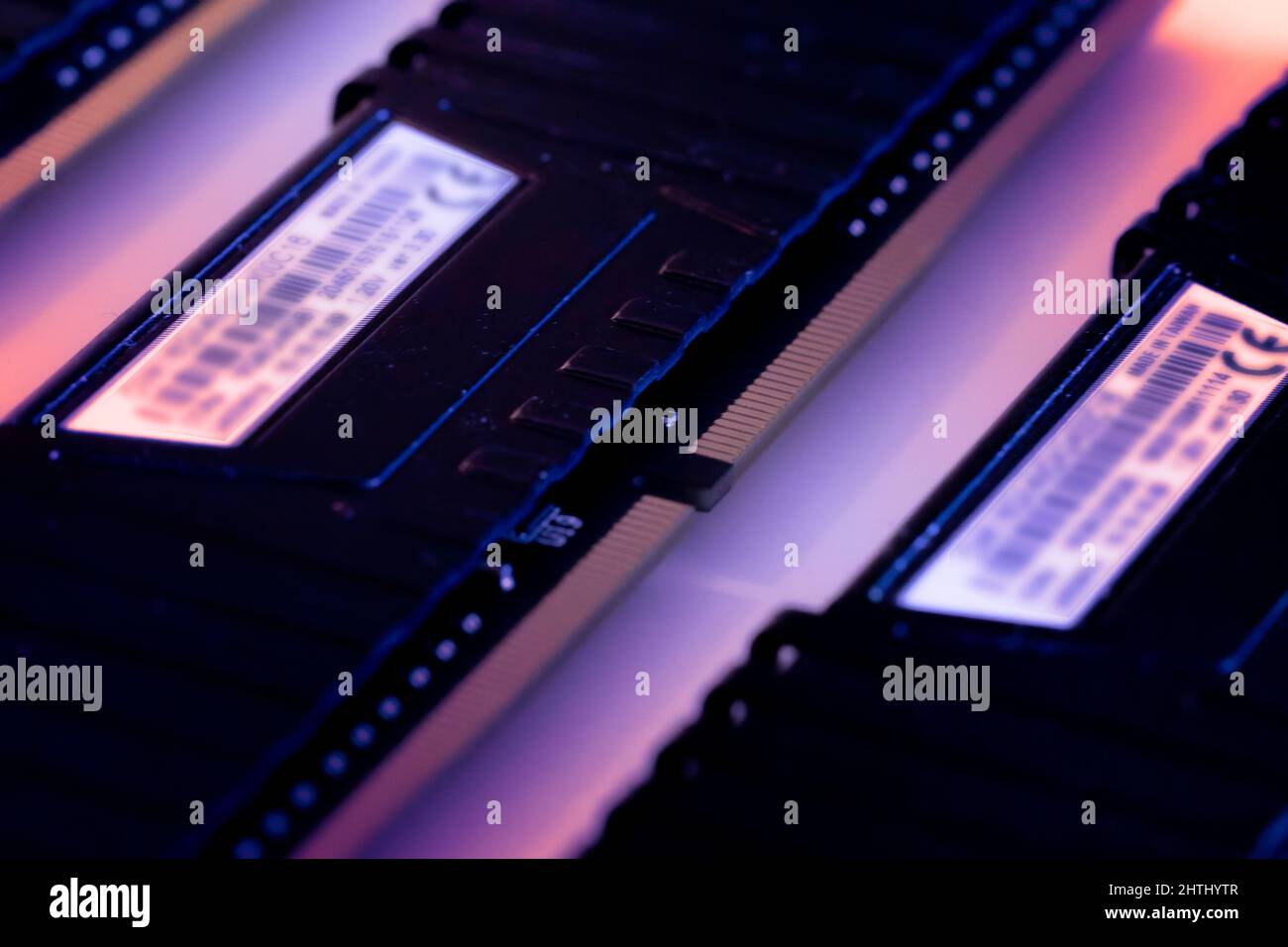 RAM memory modules. Computer components. Close up. Selective focus Stock Photo