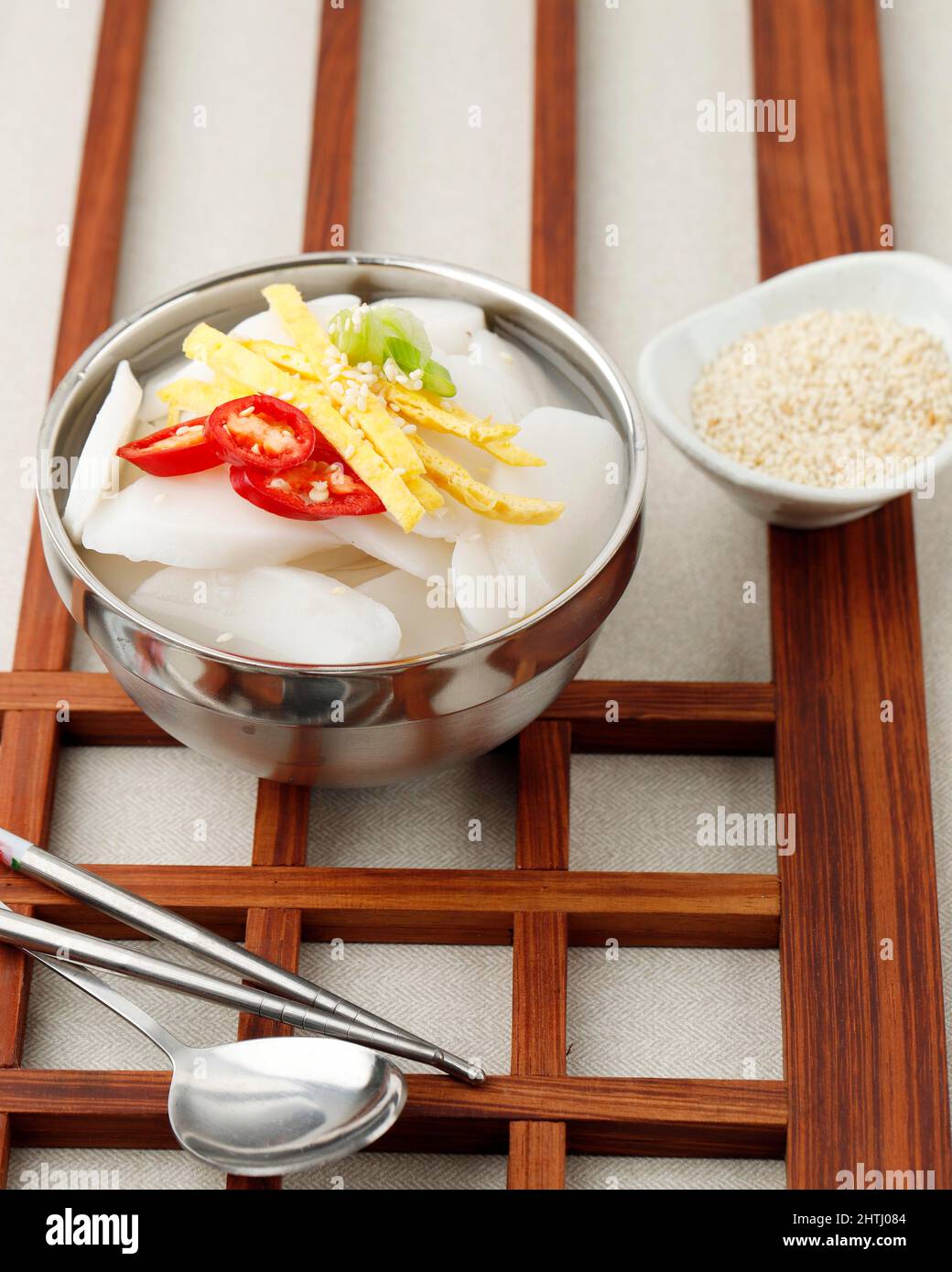 Tteokguk or Sliced Rice Cake Soup, Traditional Korean Dish Eaten During