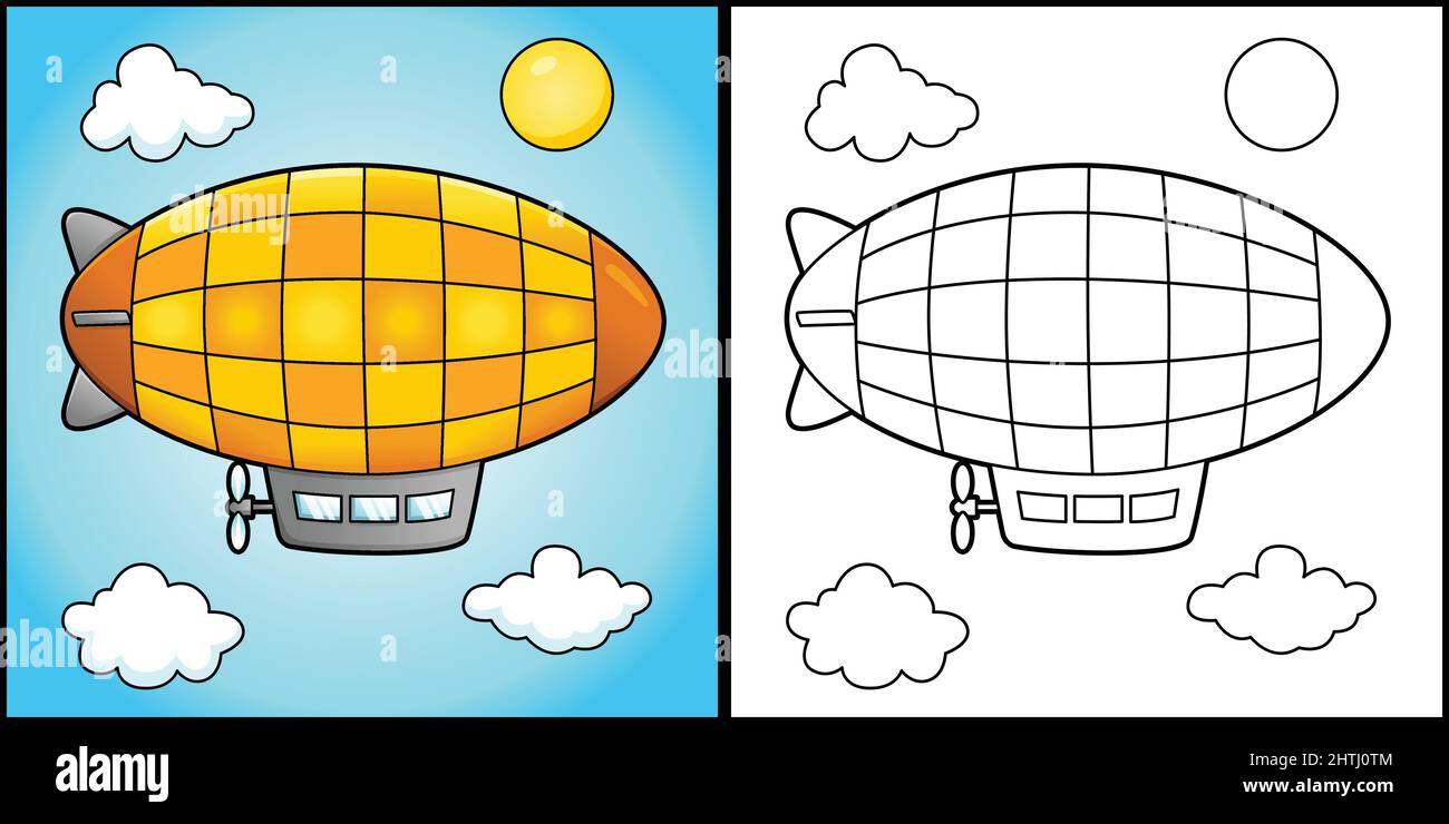 Zeppelin Coloring Page Vehicle Illustration Stock Vector
