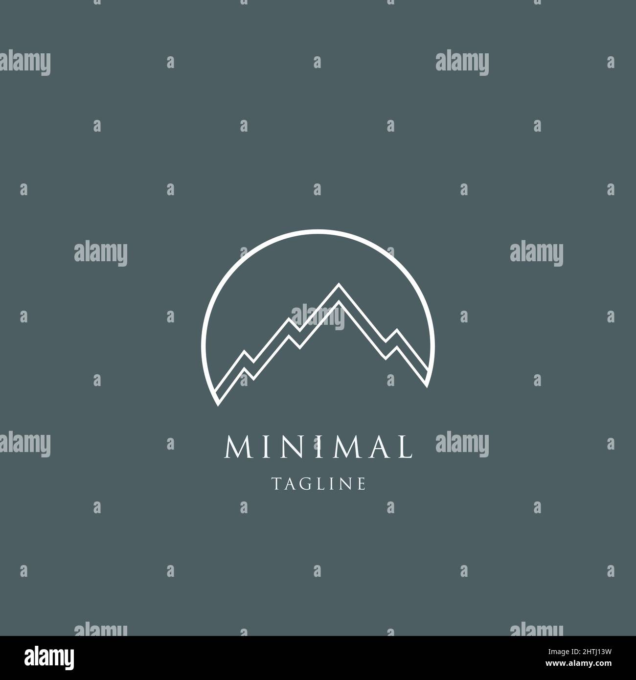 Minimal mountain line art logo icons. Stock Vector