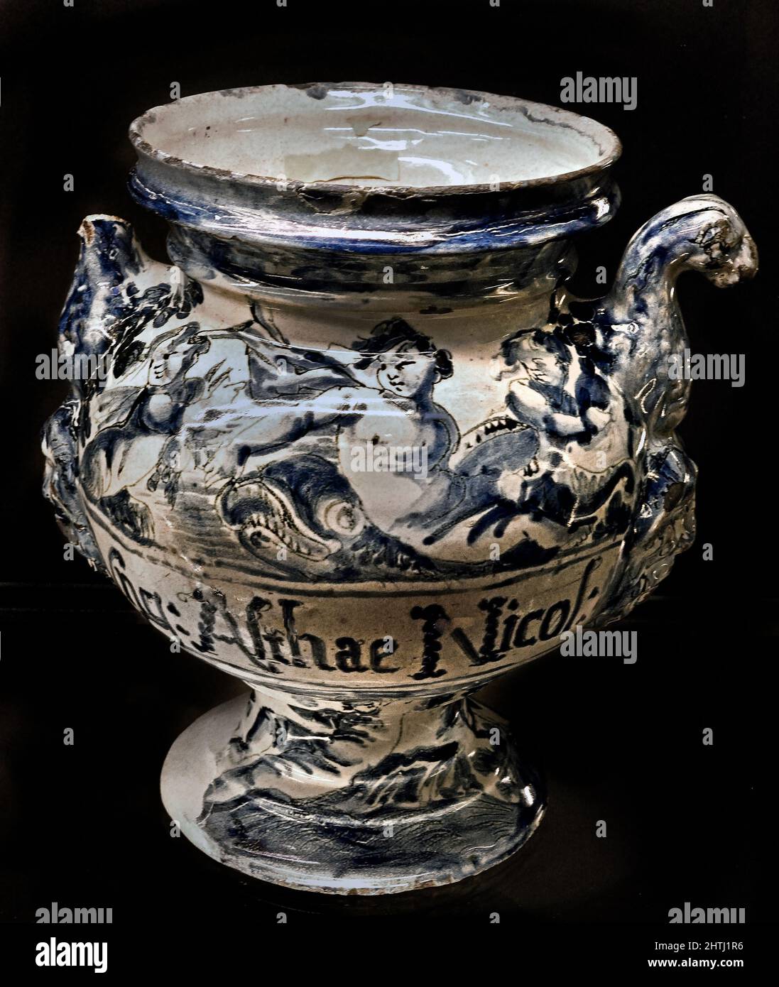 Unguento di Altea di - Altea ,Ointment Vase,   Niccolo Fiorentino  manufacture XVIII, 18th, Century  Genova Civiche Collezioni  Italy, Italian, Stock Photo
