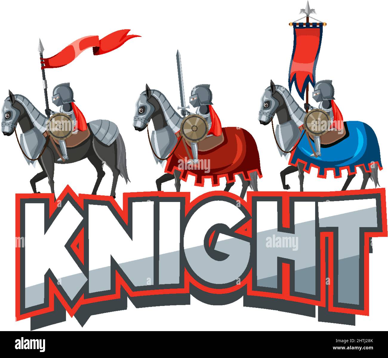 Medievil knight logo on white background illustration Stock Vector
