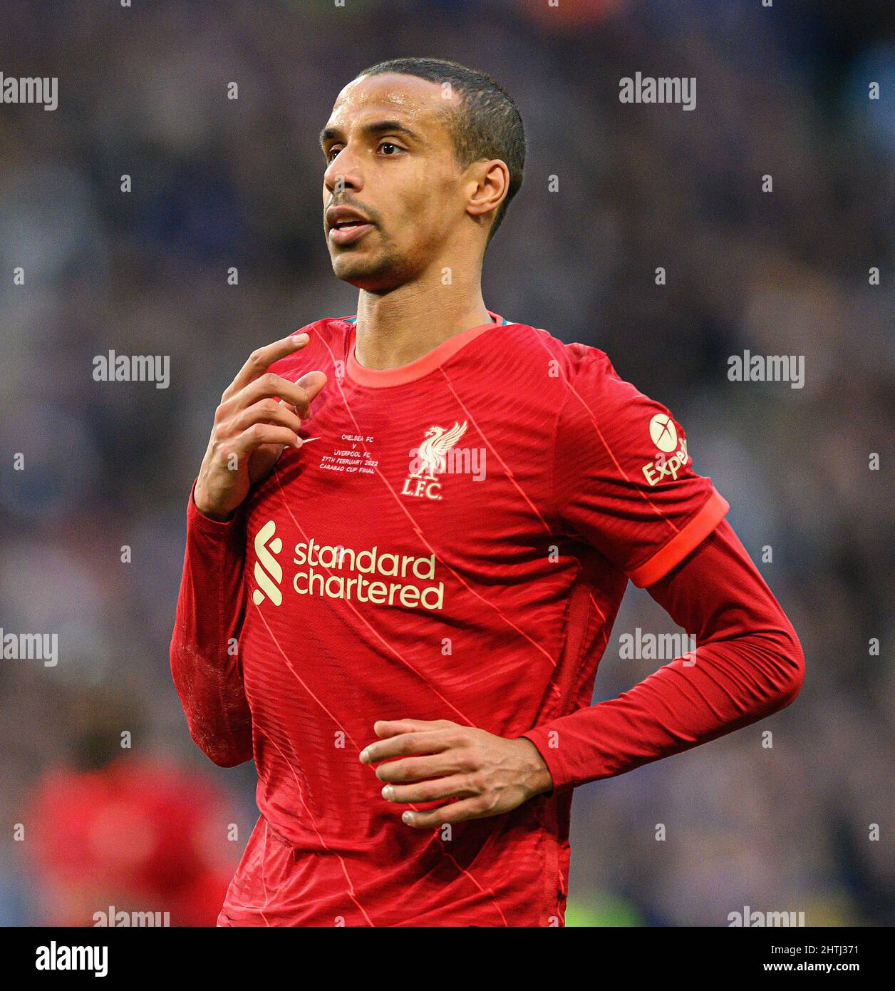27 February 2022 - Chelsea v Liverpool - Carabao Cup - Final - Wembley Stadium  Liverpool's Joel Matip during the Carabao Cup Final at Wembley Stadium. Picture Credit : © Mark Pain / Alamy Live News Stock Photo