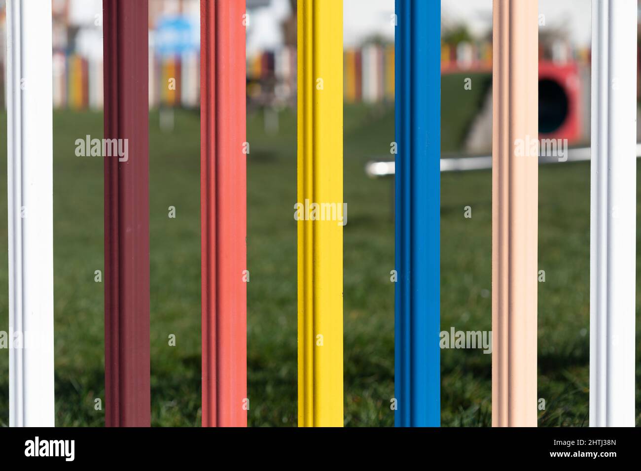 Mesh Railing Colorful Colourful metal railings Stock Photo - Alamy