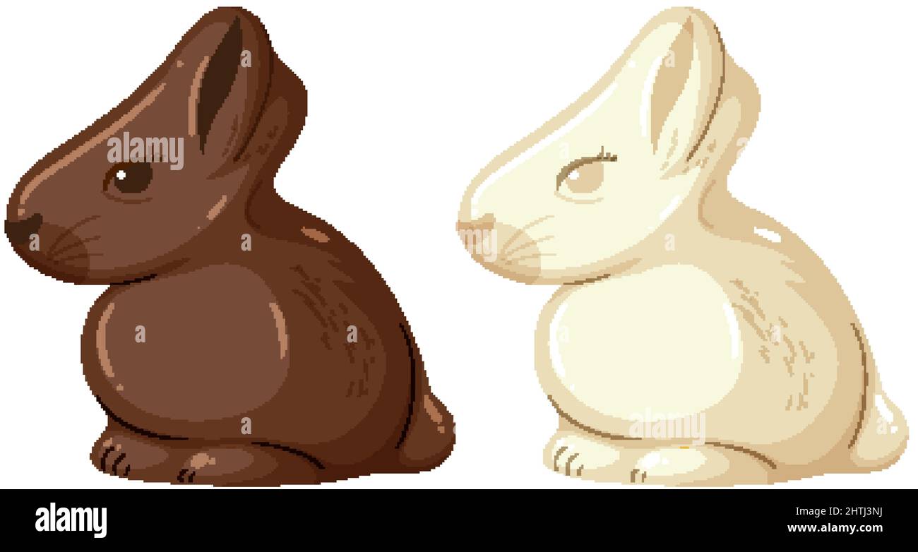 Chocolate bunny with dark and white illustration Stock Vector Image