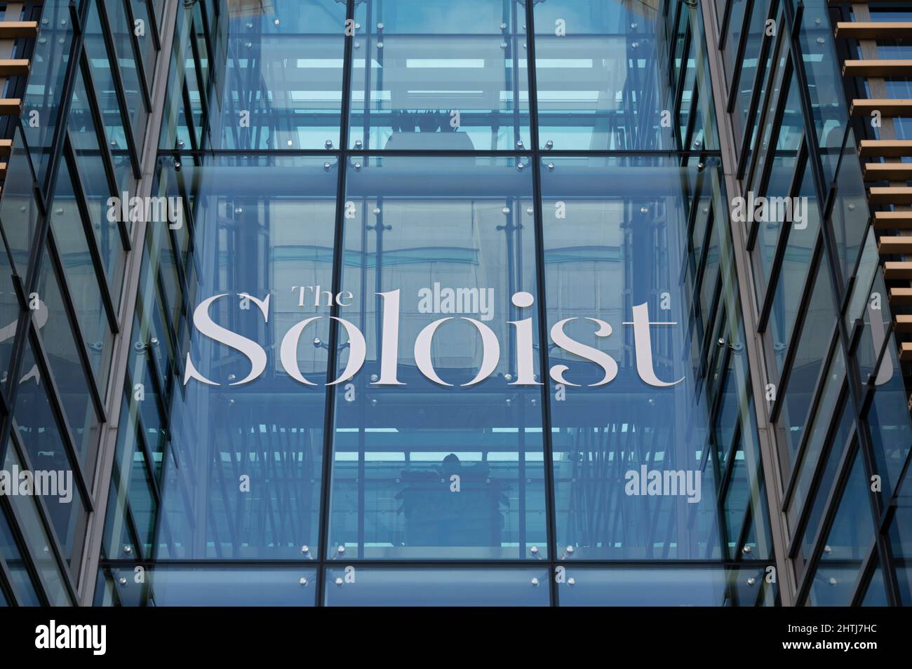 Belfast, UK Feb 19, 2022 The sign for The Soloist Office Building in