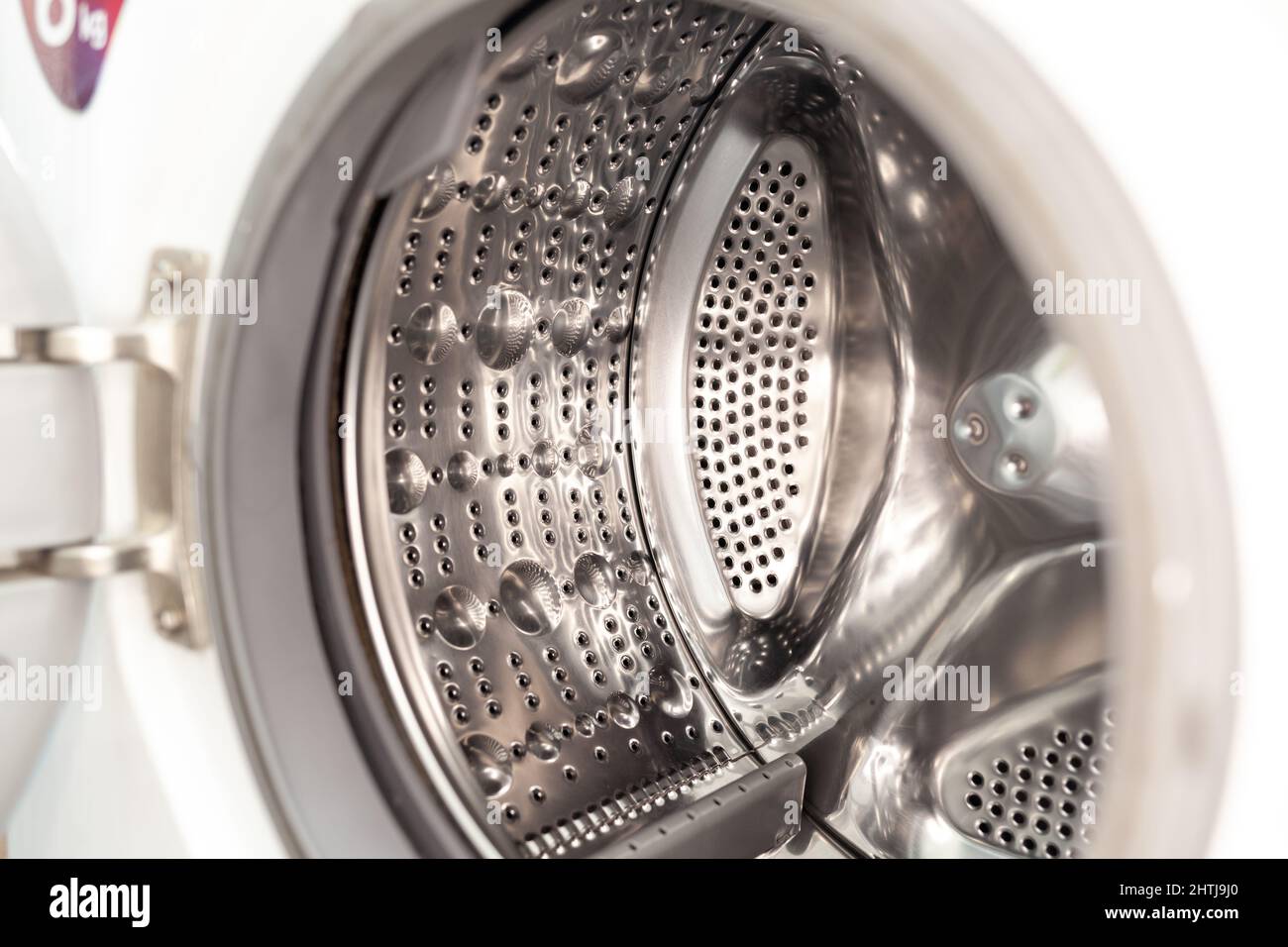 Drum of washing machine dry and clean closeup. Washing Dryer Machine