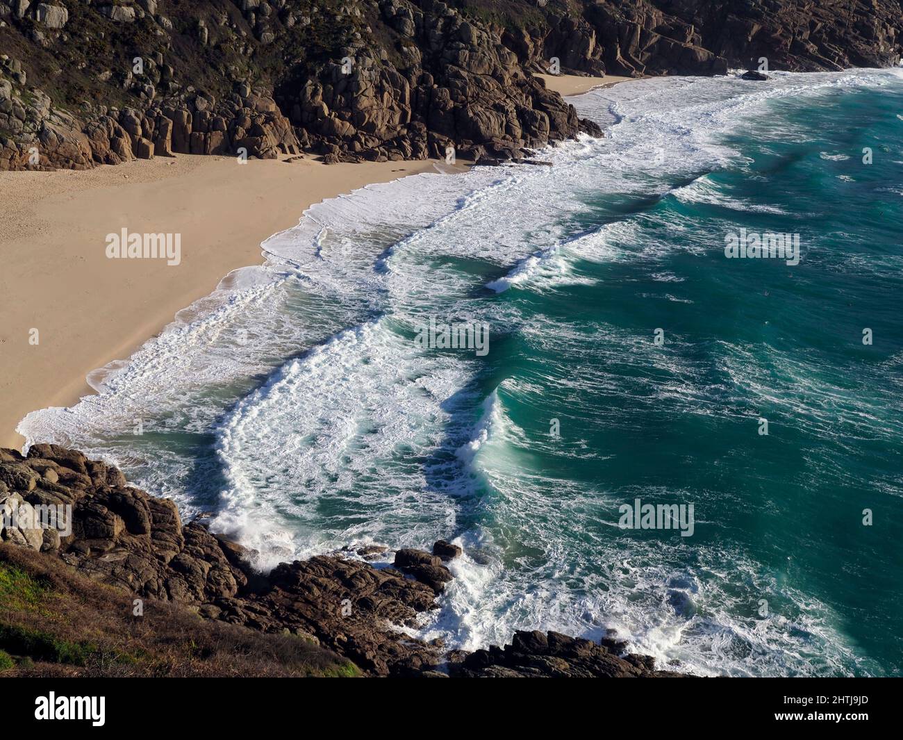 Sandy beach, Porthcurno, Cornwall Stock Photo