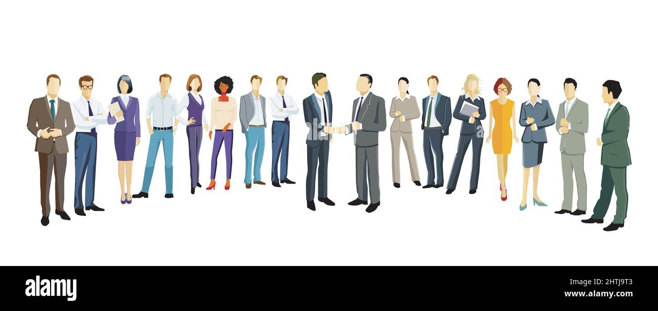 a group of business people standing together illustration, isolated on white background Stock Vector