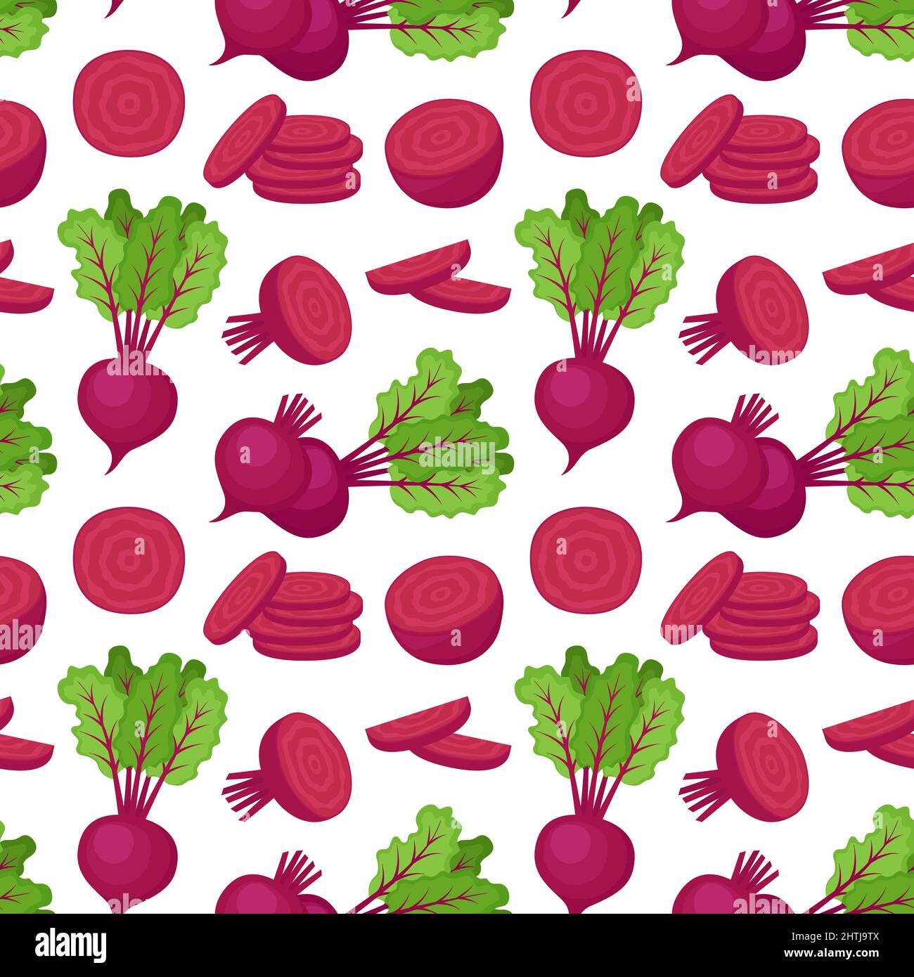Seamless pattern with beetroots. Vegetable background, vector illustration Stock Vector
