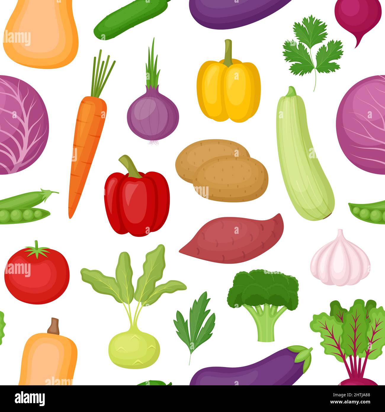 Seamless pattern with vegetables and greens, vector illustration Stock Vector