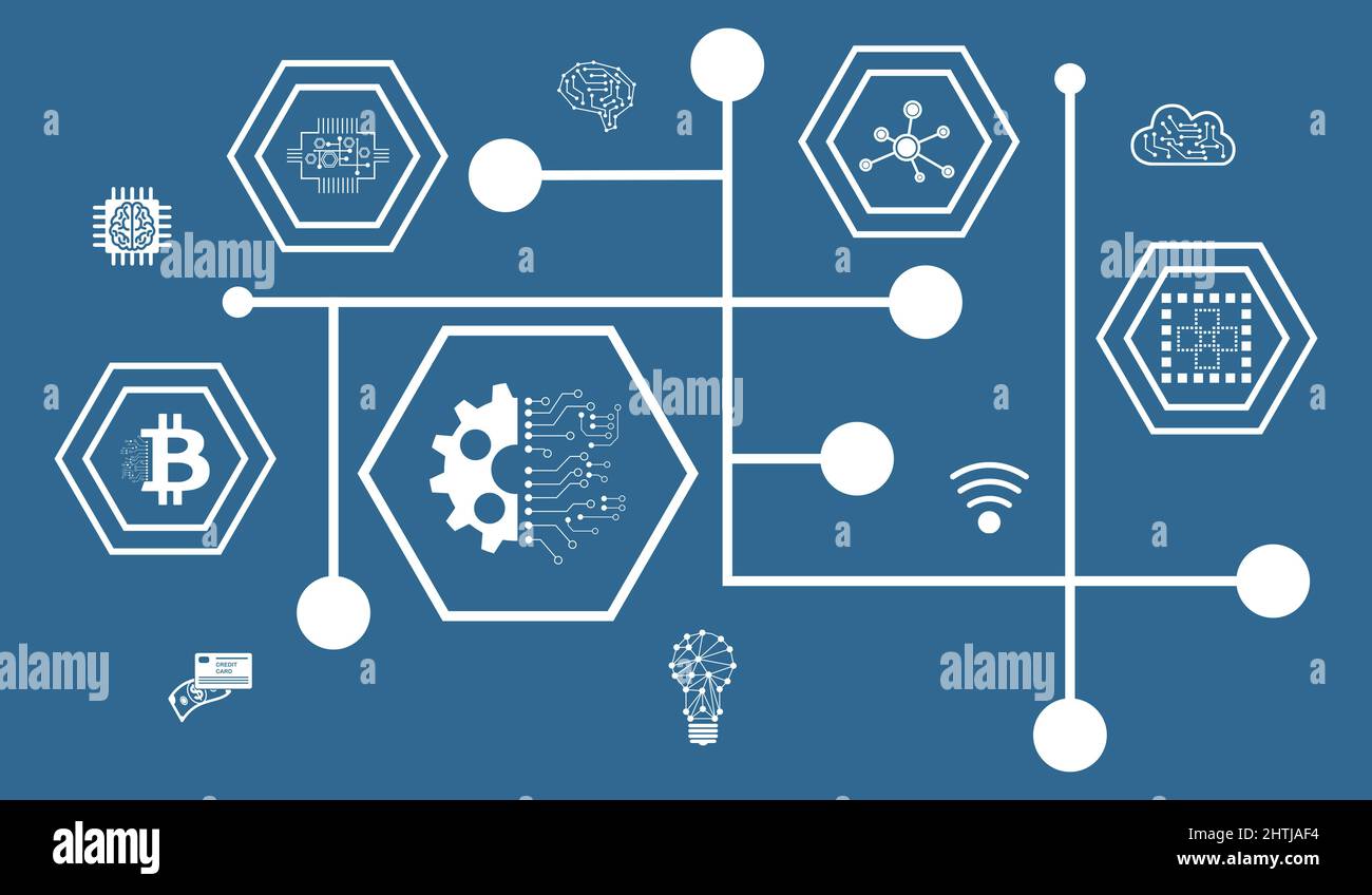 Concept of digital disruption with connected icons Stock Photo - Alamy
