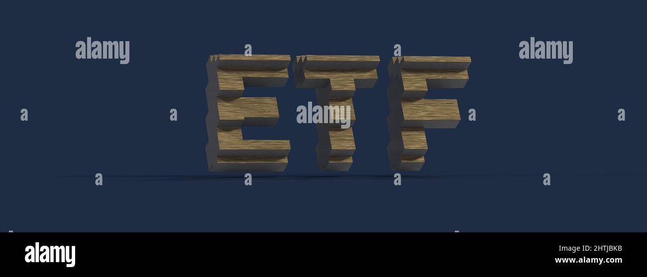 3D wooden exchangetraded fund illustrated letters Stock Photo Alamy