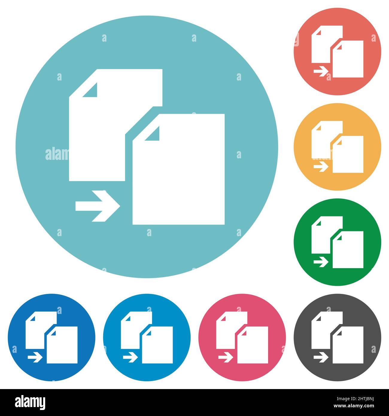 Copy document solid flat white icons on round color backgrounds Stock ...