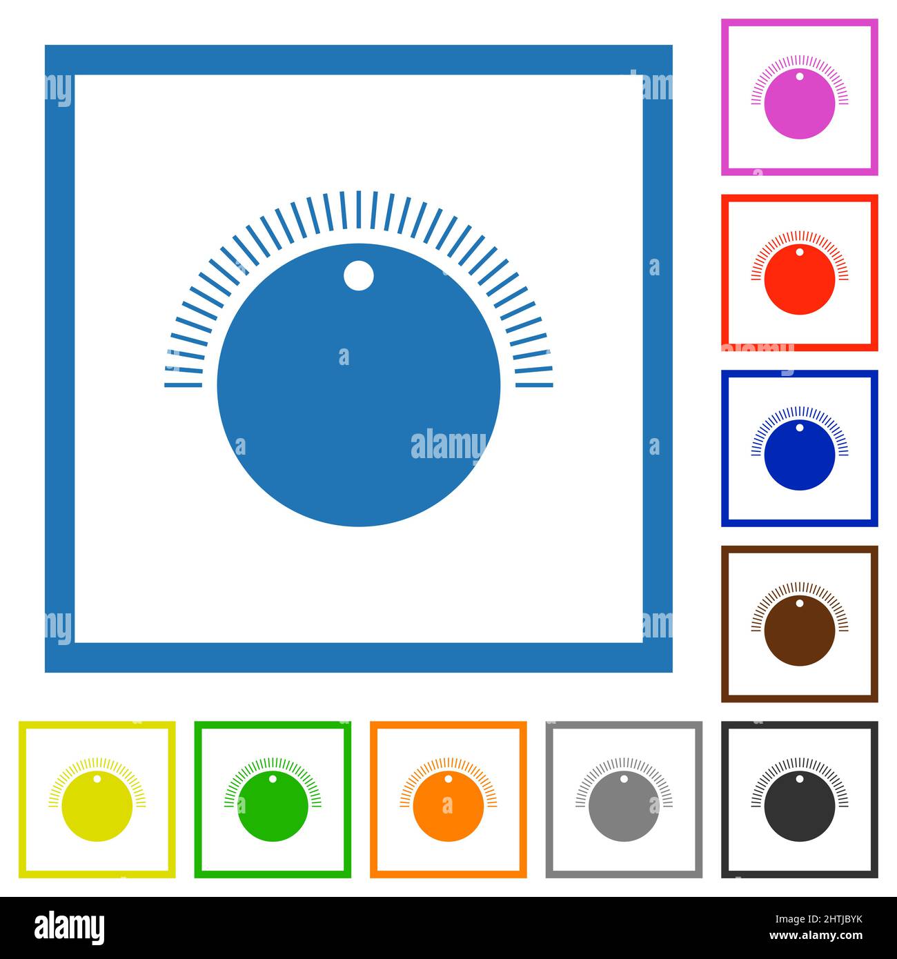 Simple volume control flat color icons in square frames on white ...