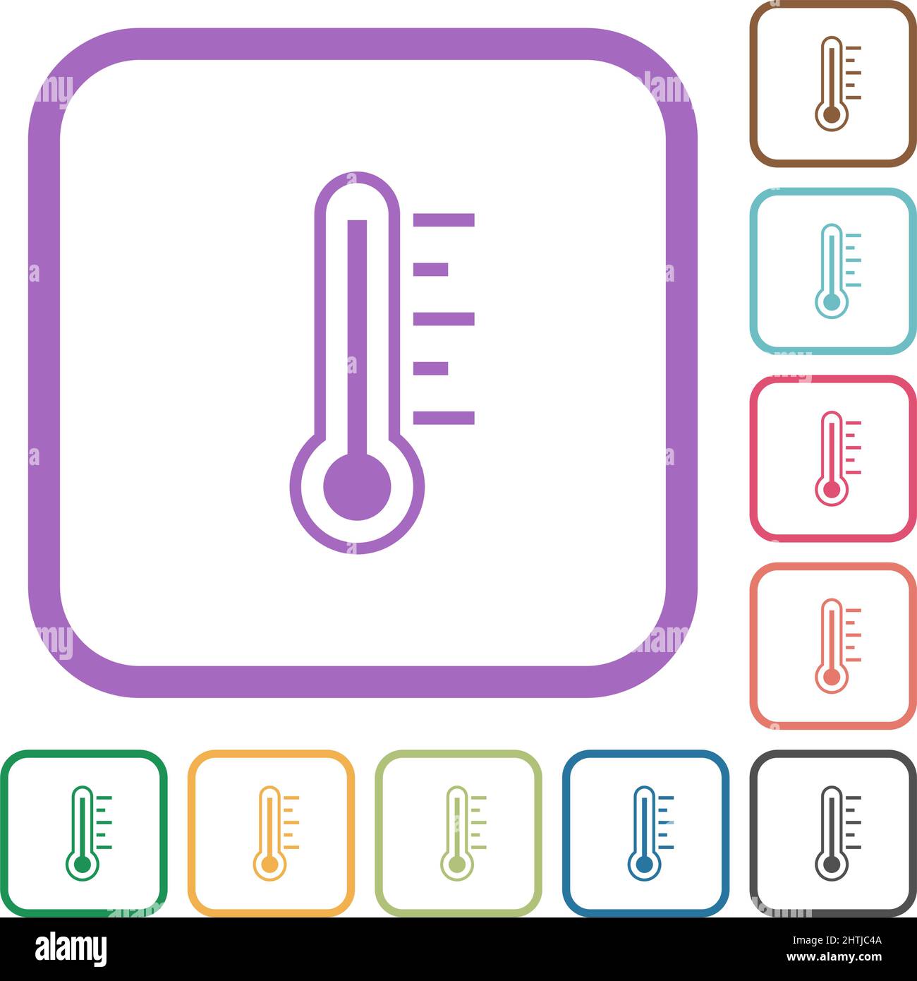 Thermometer warm temperature simple icons in color rounded square ...