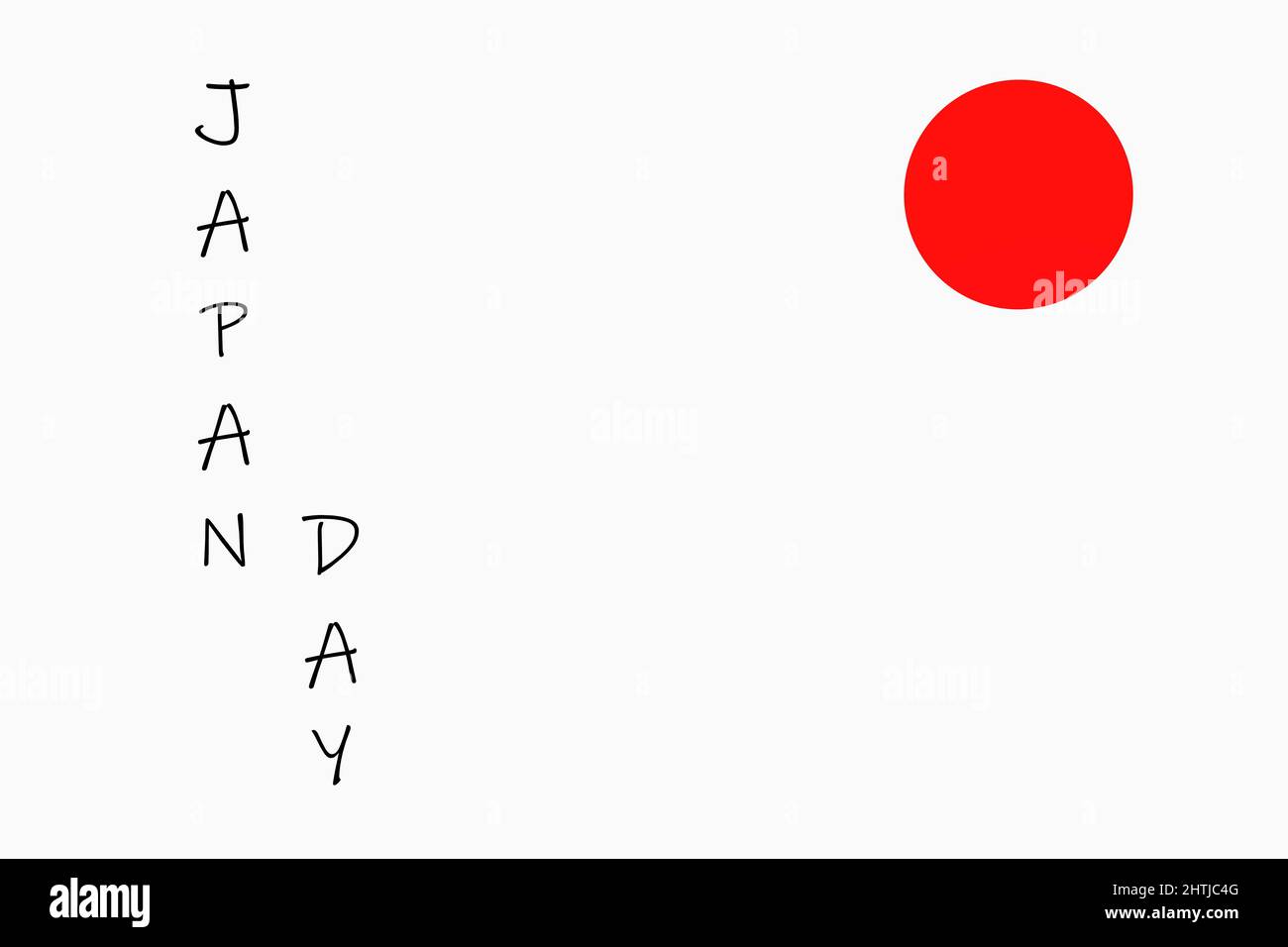 Japan Day Concept. Flat Sun as Japan Flag with Japan Day Sign on a