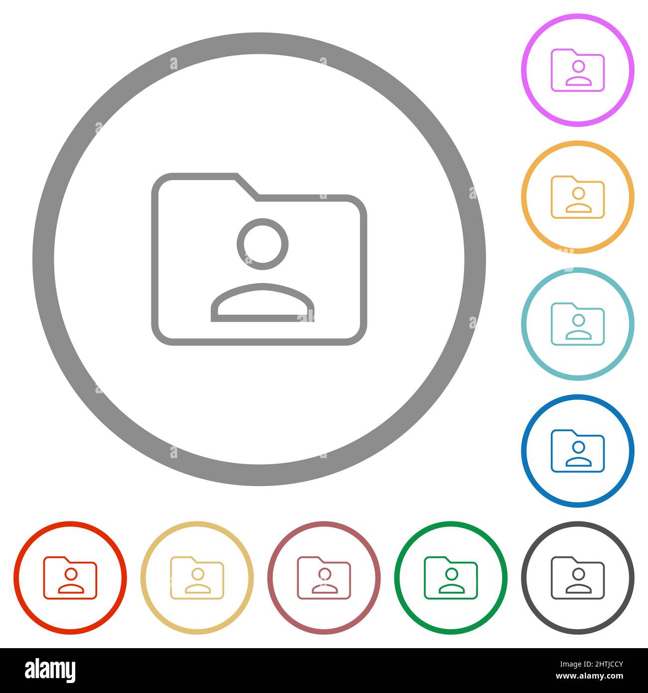 Folder owner outline flat color icons in round outlines on white ...