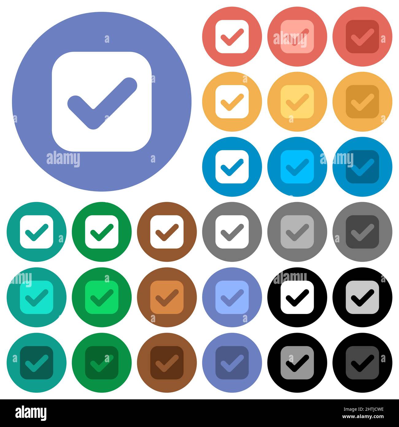 Checkbox solid multi colored flat icons on round backgrounds. Included ...