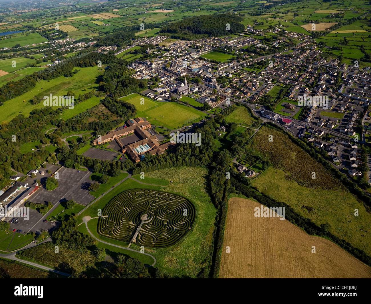 Aerial of Castlewellan, Co. Down, Northern Ireland Stock Photo