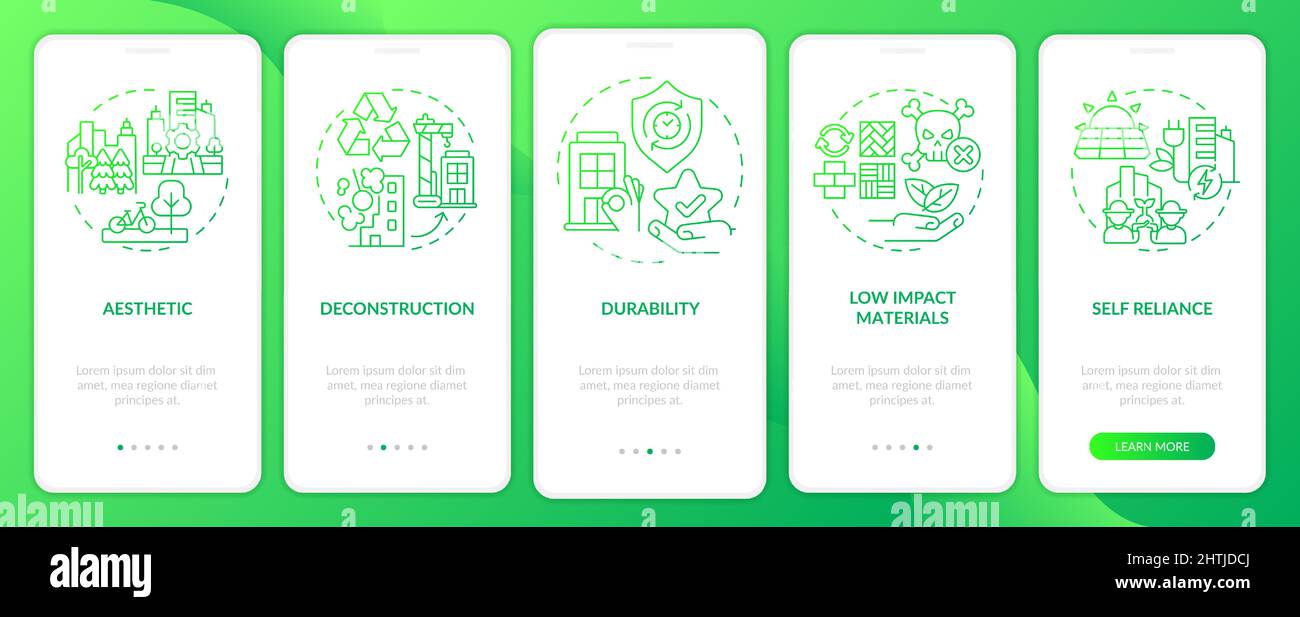 Sustainable city design green gradient onboarding mobile app screen ...
