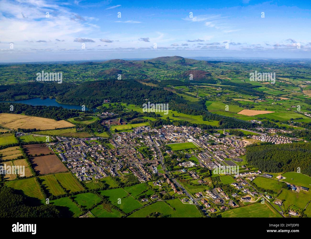Aerial of Castlewellan, County Down, Northern Ireland Stock Photo