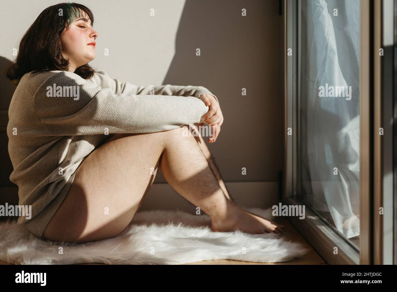 Woman hairy legs hi-res stock photography and images - Alamy