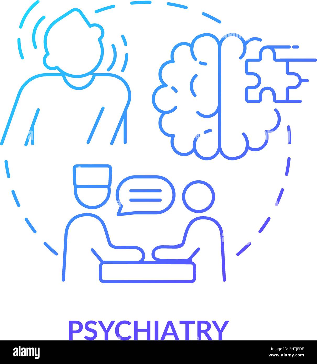 Psychiatry blue gradient concept icon Stock Vector