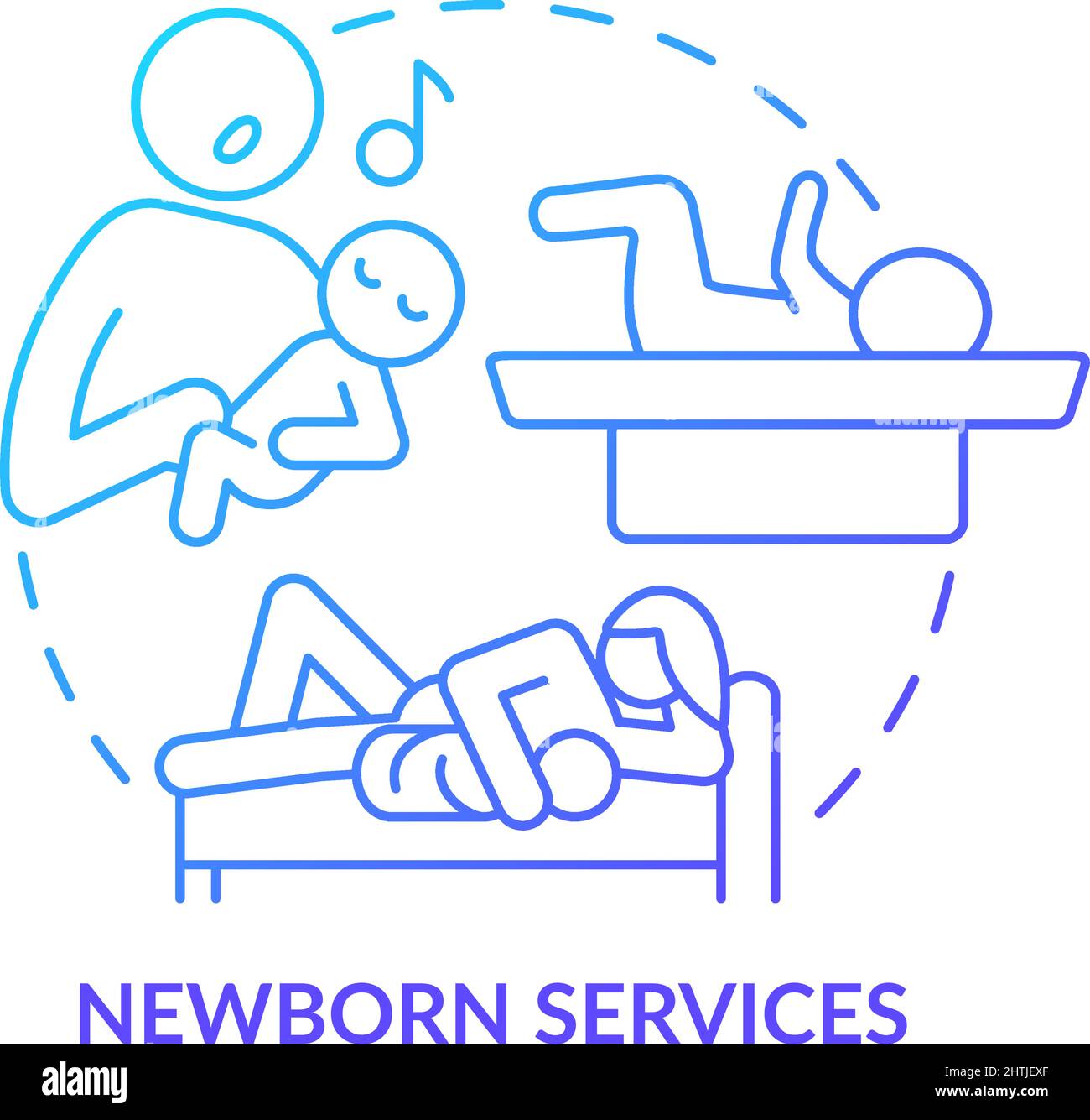 Newborn services blue gradient concept icon Stock Vector