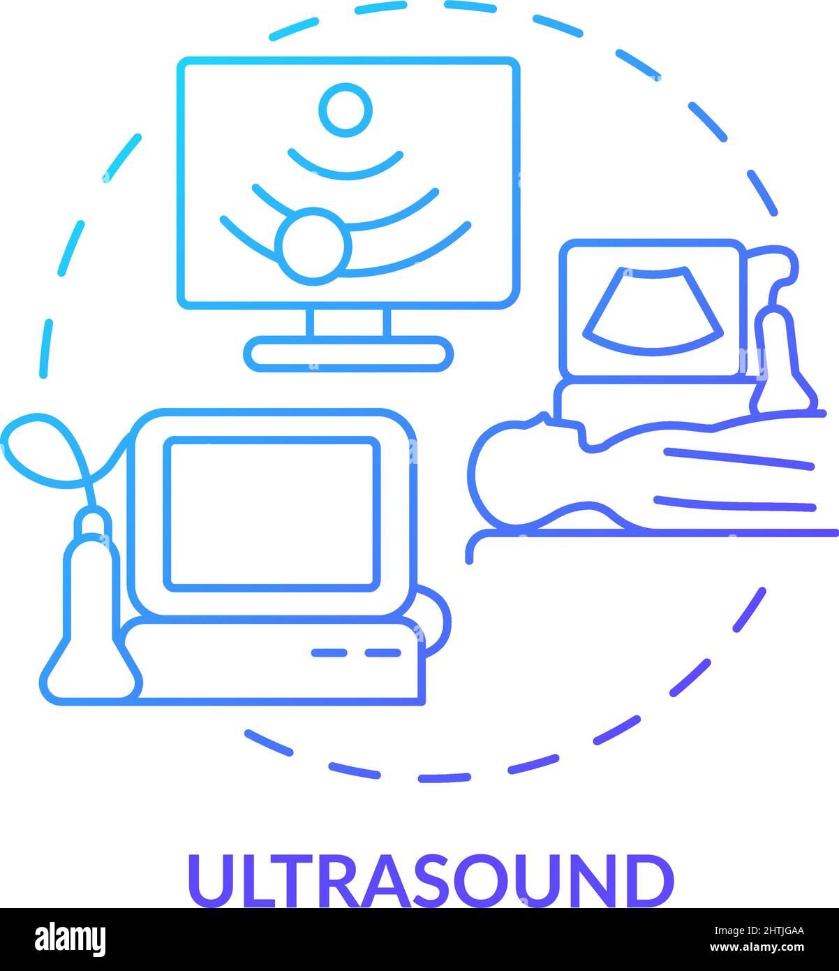 Ultrasound blue gradient concept icon Stock Vector