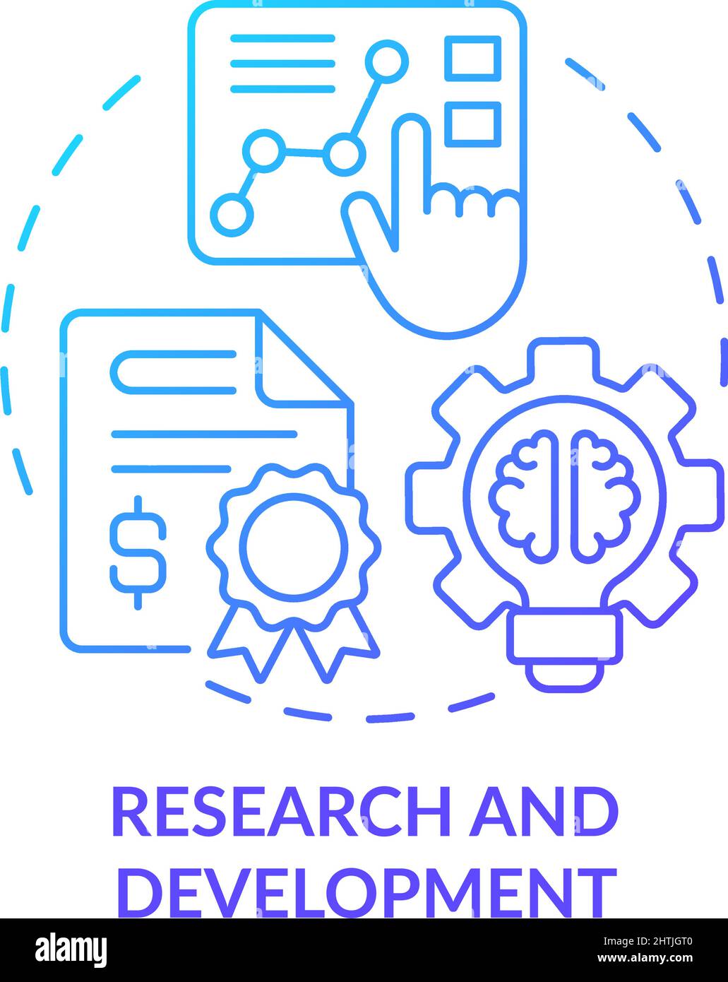 Research and development blue gradient concept icon Stock Vector
