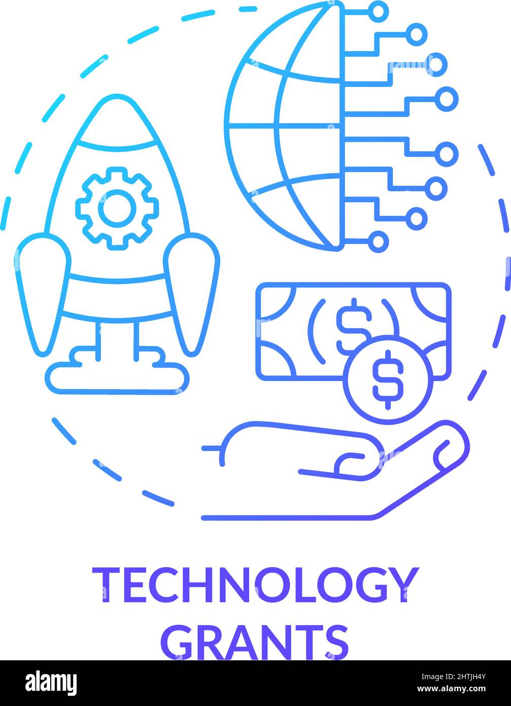 Technology grants blue gradient concept icon Stock Vector Image & Art