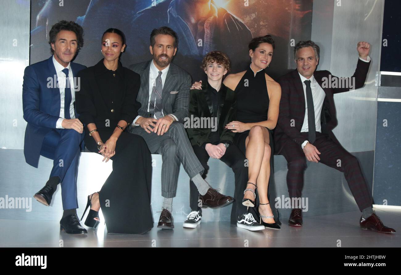 28 February 2022 - New York, New York - Mark Ruffalo, Ryan Reynolds, Walker  Scobell, Jennifer Garner. “The Adam Project” Netflix World Premiere held at  Alice Tully Hall in Lincoln Center. Photo