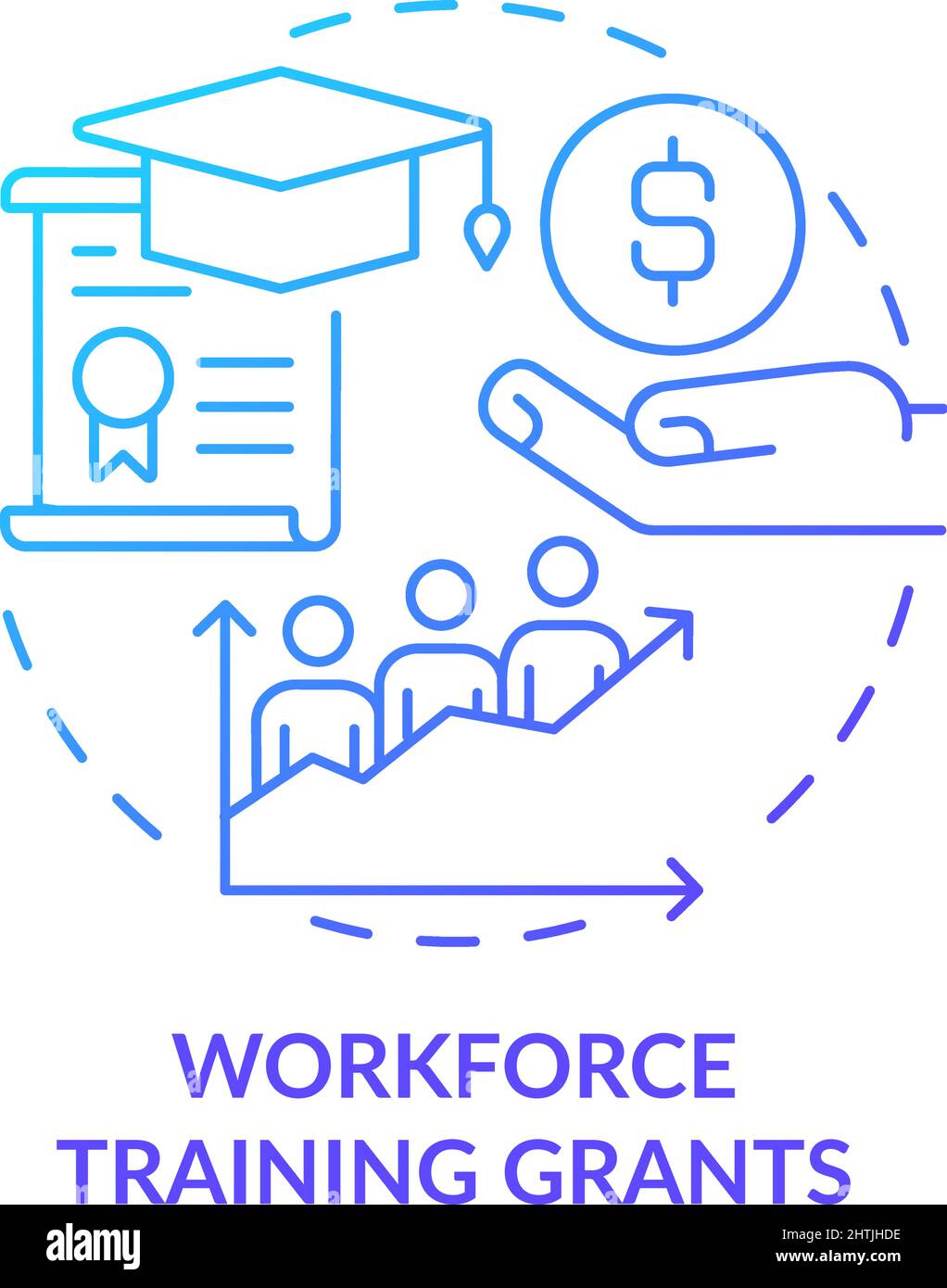 Workforce training grants blue gradient concept icon Stock Vector Image ...