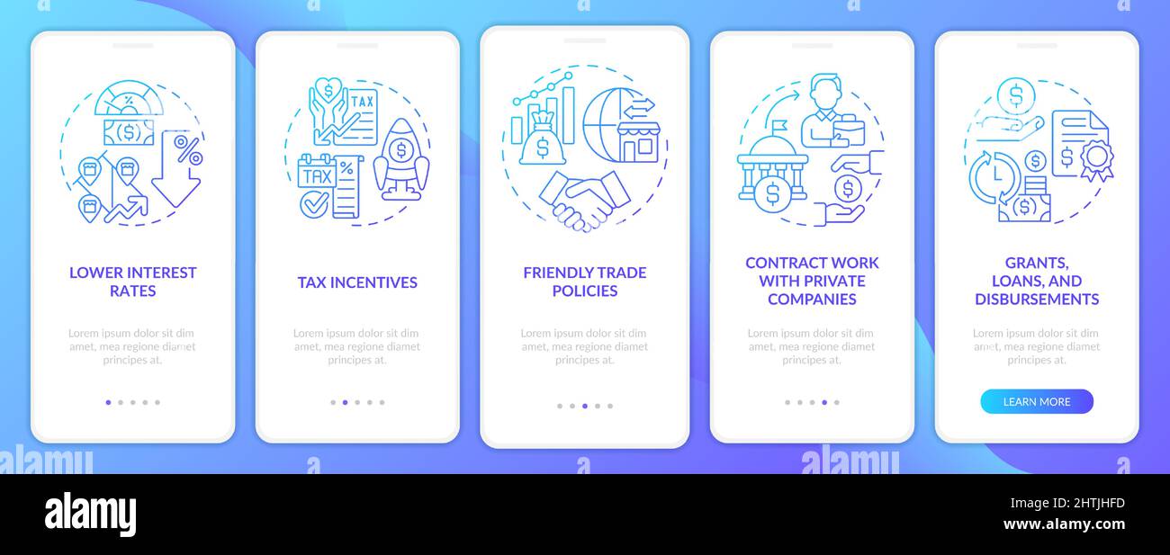 Encouraging business activity blue gradient onboarding mobile app ...