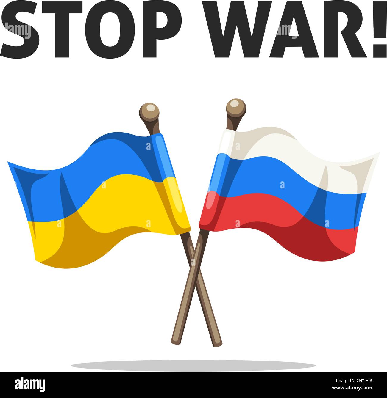 Stop war concept. Vector illustration of Russian and Ukrainian flags Stock Vector