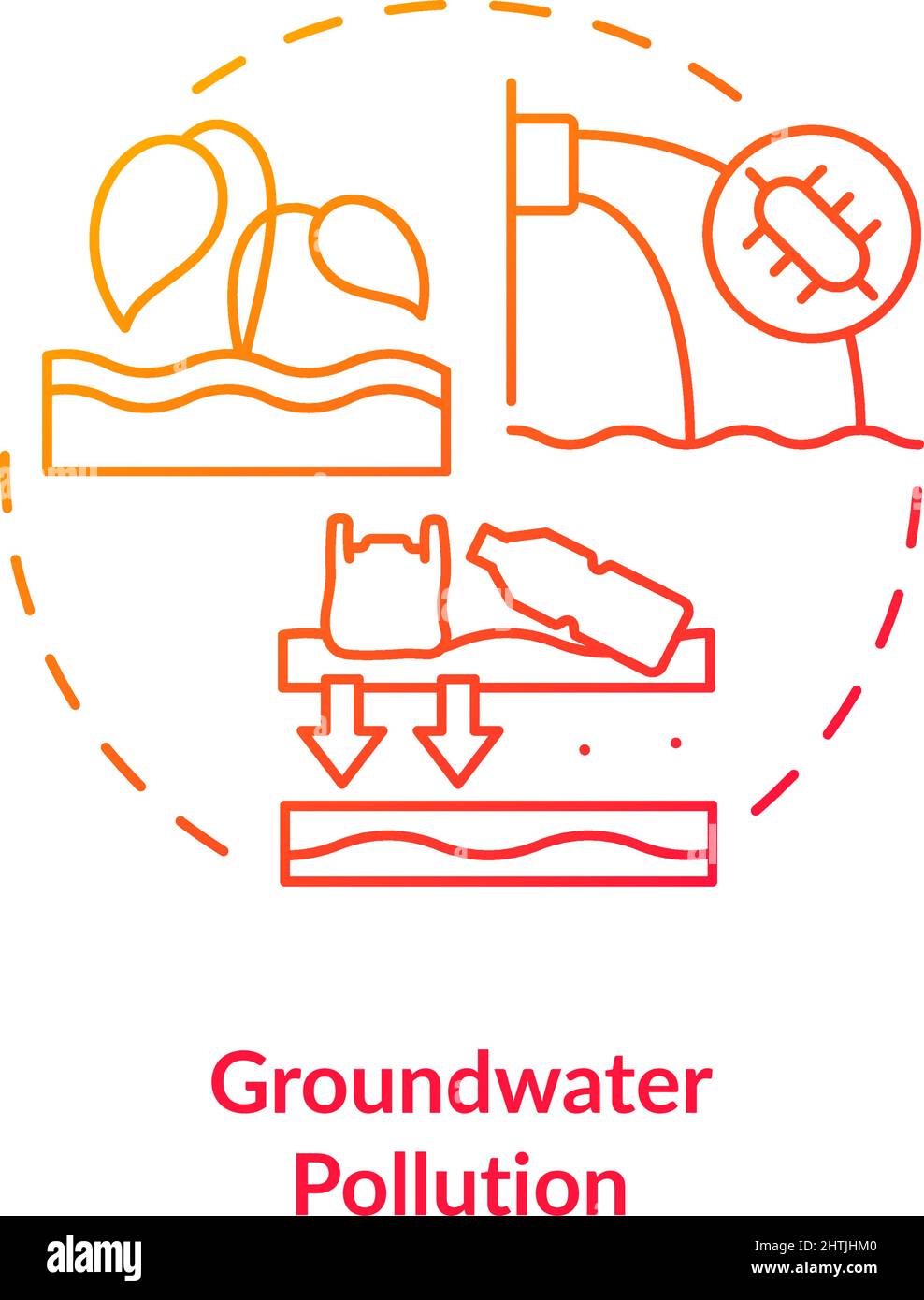 Groundwater pollution red gradient concept icon Stock Vector
