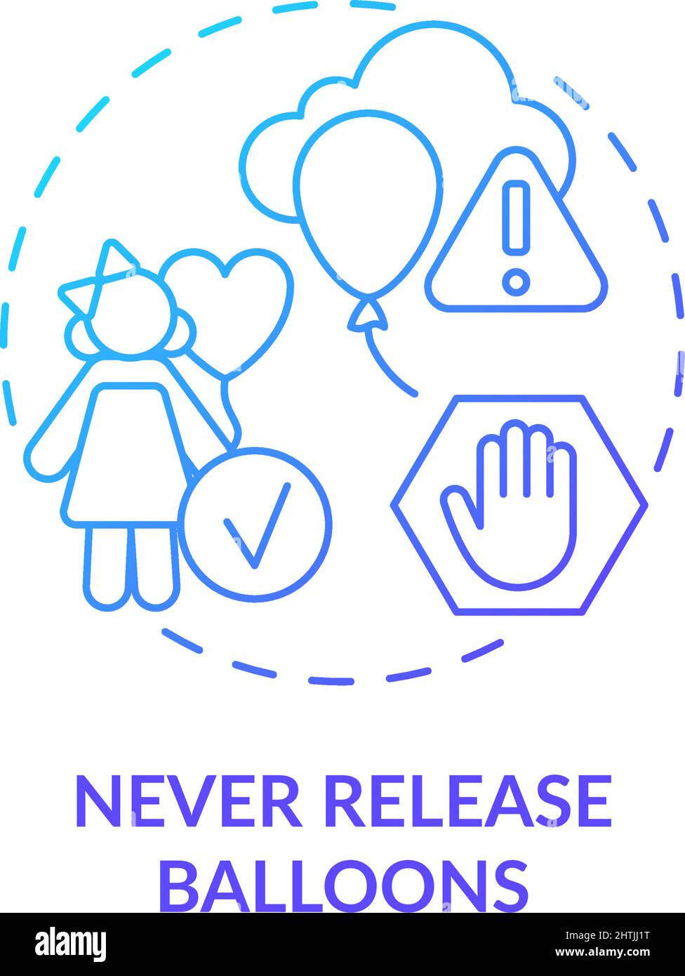 Never release balloons blue gradient concept icon Stock Vector