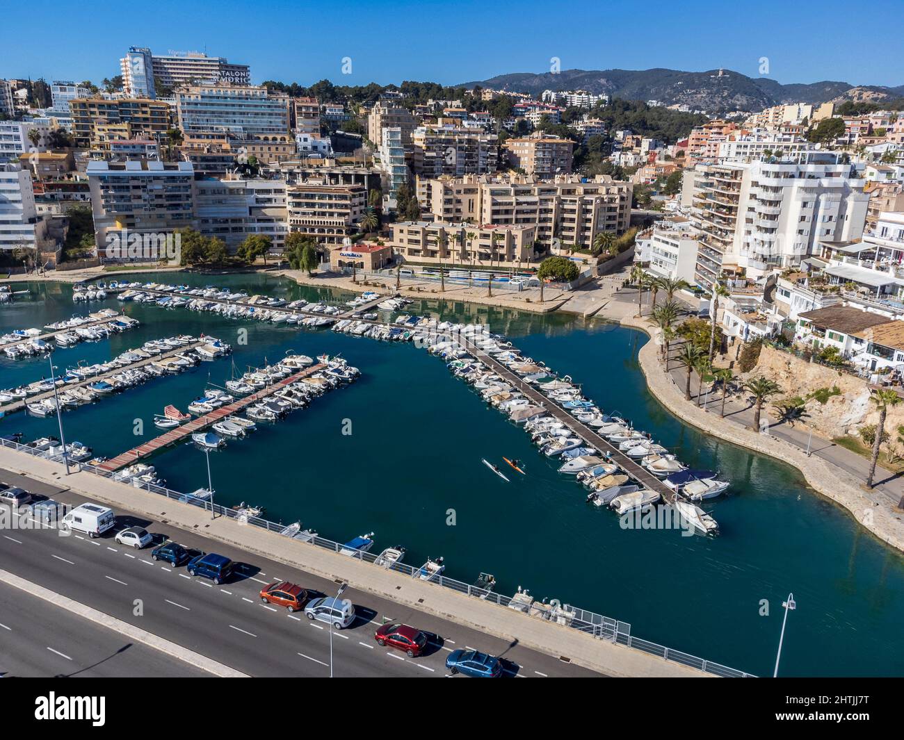 Can Barbara Dock aerial view, Palma Mallorca, Balearic Islands, Spain Stock Photo