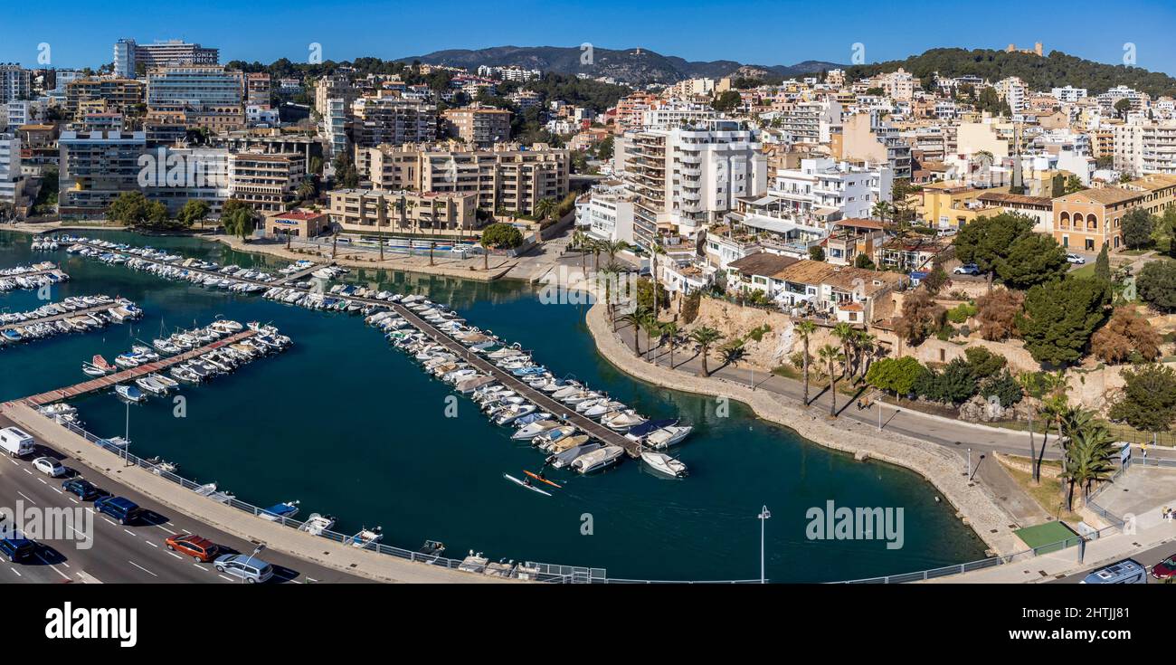 Can Barbara Dock aerial view, Palma Mallorca, Balearic Islands, Spain Stock Photo