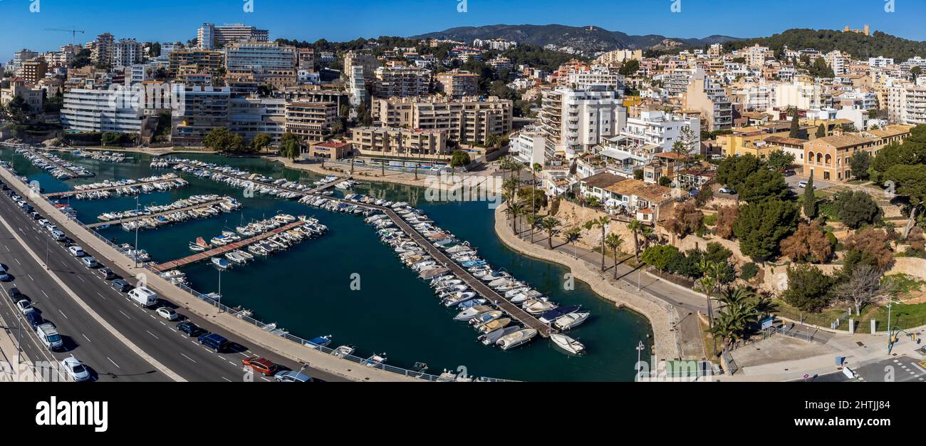 Can Barbara Dock aerial view, Palma Mallorca, Balearic Islands, Spain Stock Photo