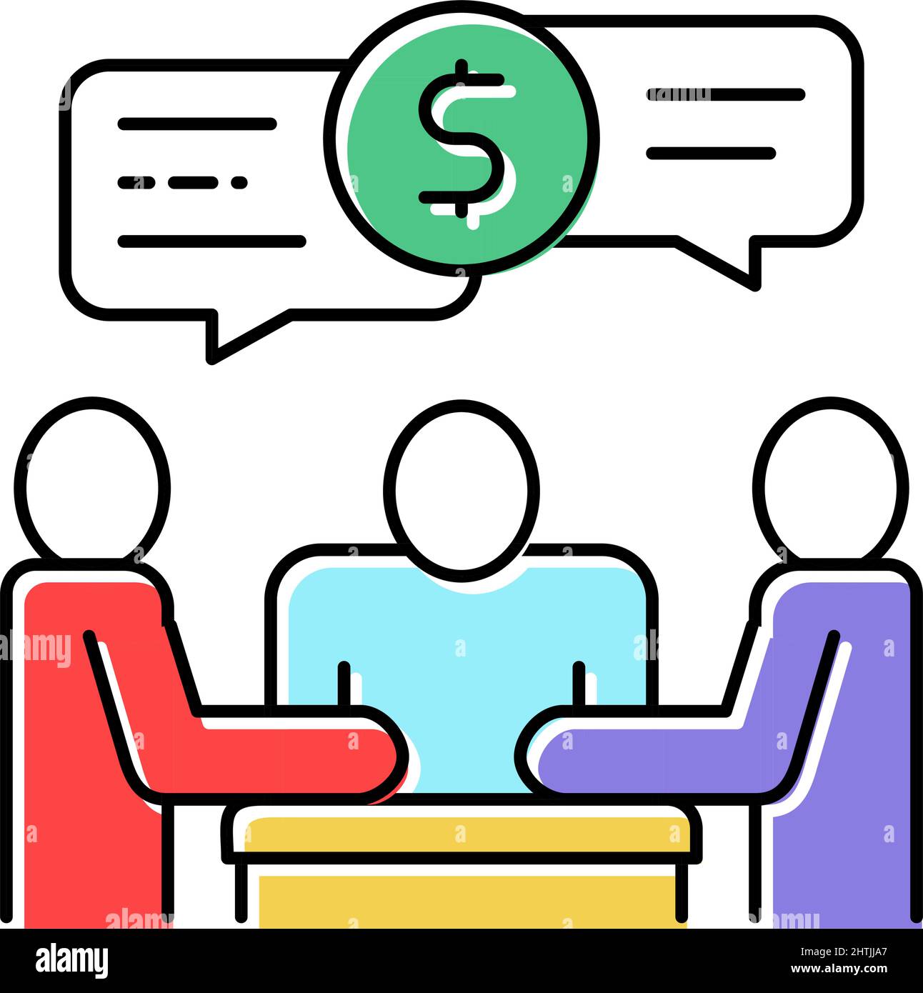 shareholders business meeting and discussion color icon vector ...
