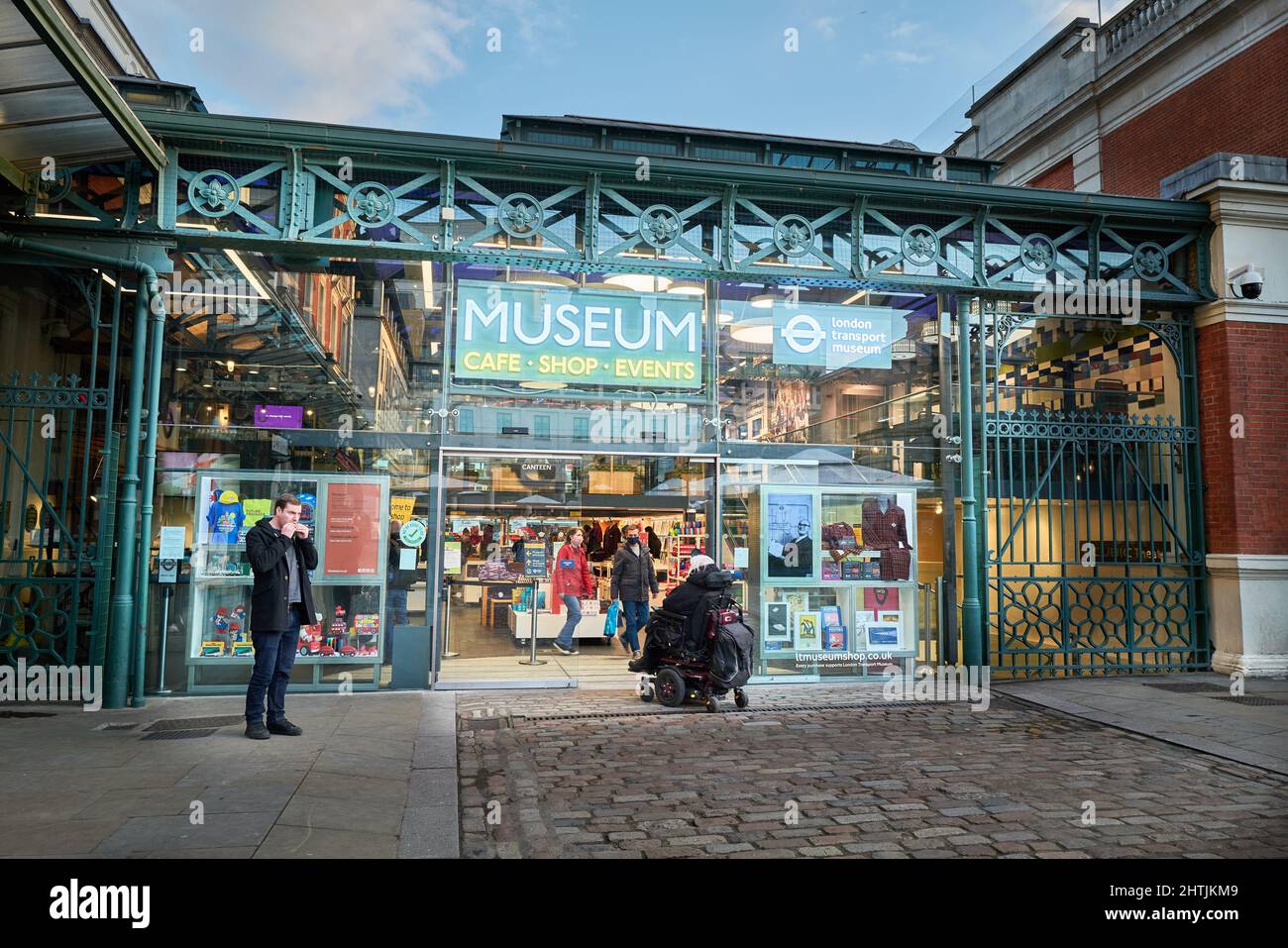 Entrance to London Transport Museum, Covent Garden, London, England. Stock Photo