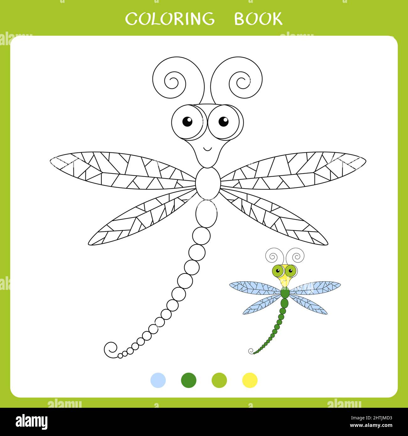 Cute flying dragonfly for coloring book Stock Photo