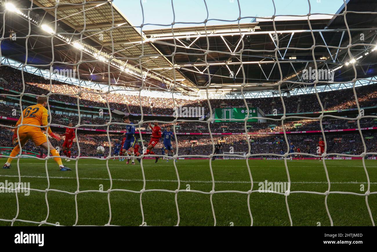 General view of Wembley Stadium during play - Chelsea v Liverpool