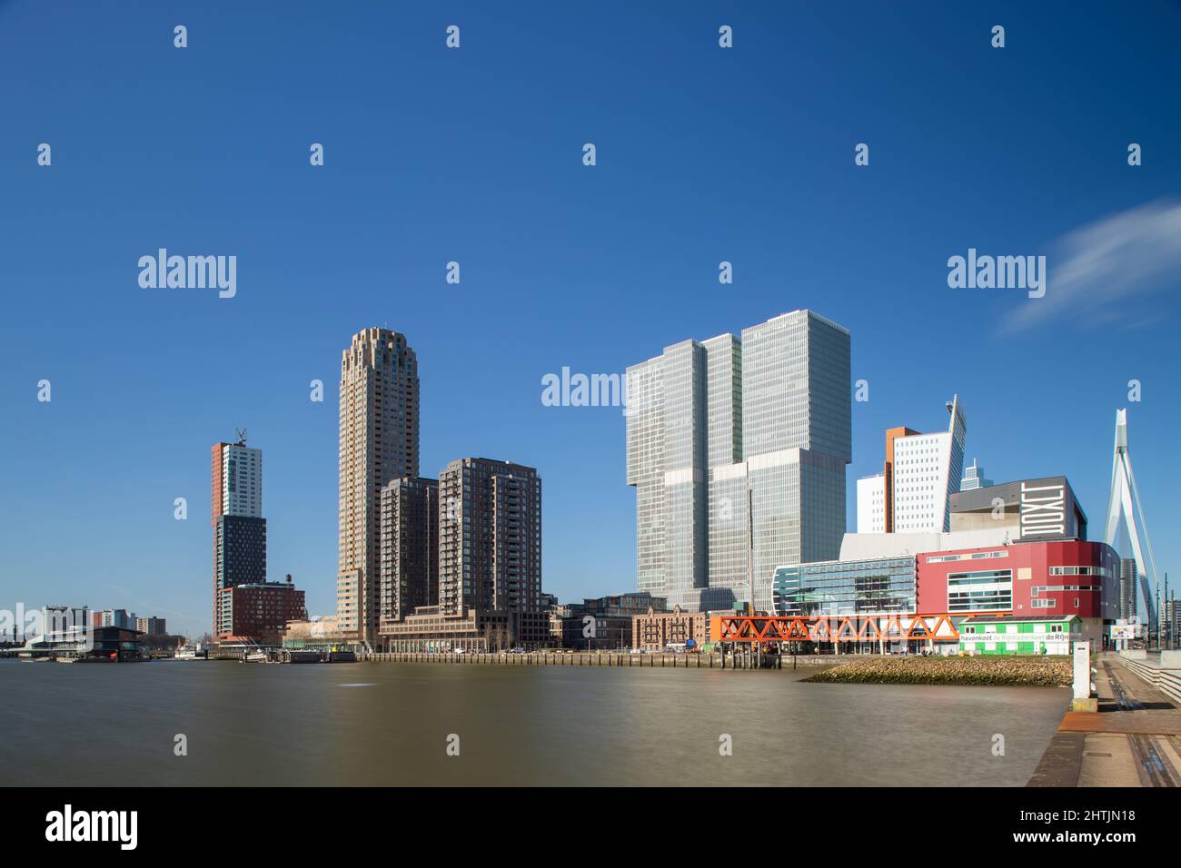 View on the Wilhelminapier with the impressive modern architecture in Rotterdam, the Netherlands Stock Photo